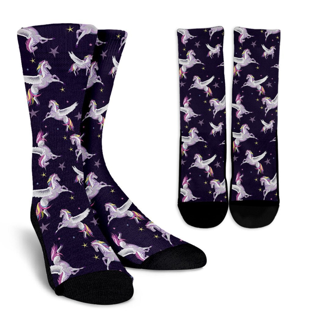 Print Pattern Unicorn Unisex Crew Socks-grizzshop