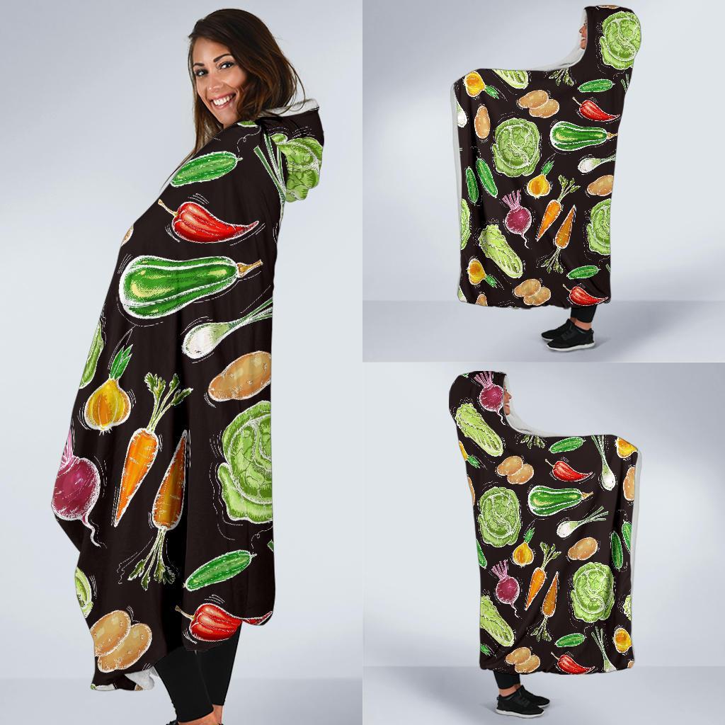 Print Pattern Vegan Hooded Blanket-grizzshop