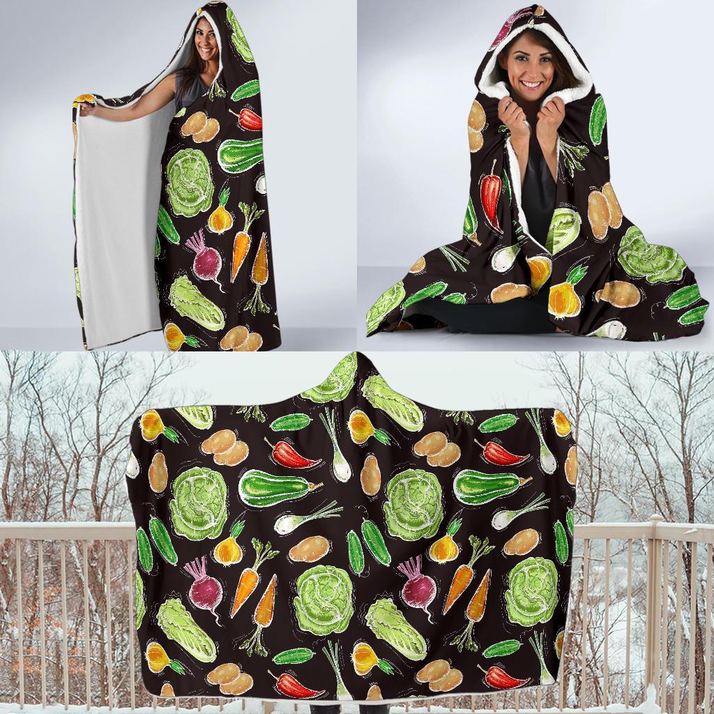 Print Pattern Vegan Hooded Blanket-grizzshop