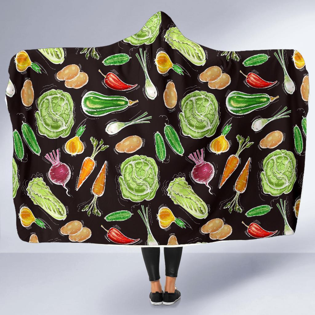 Print Pattern Vegan Hooded Blanket-grizzshop