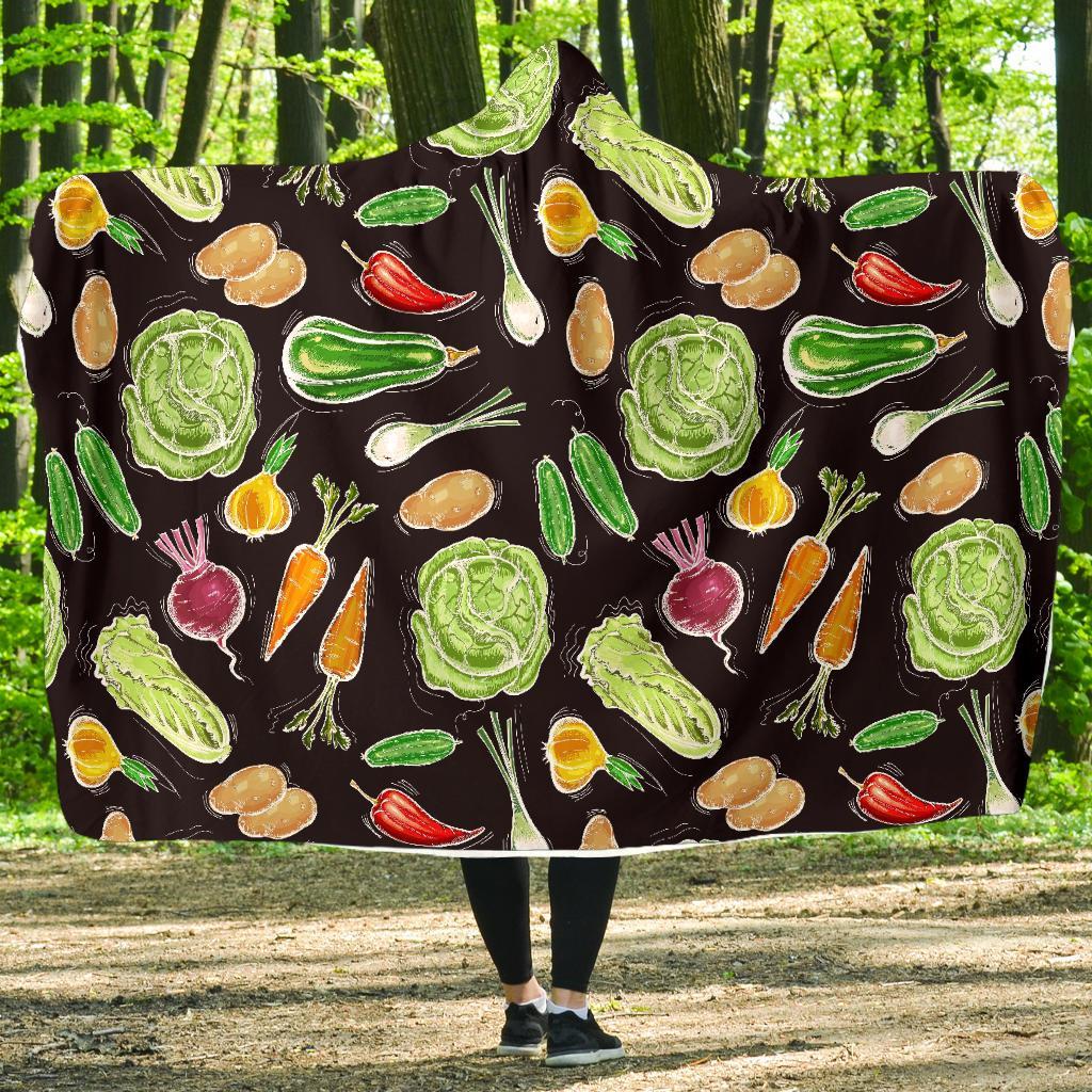 Print Pattern Vegan Hooded Blanket-grizzshop