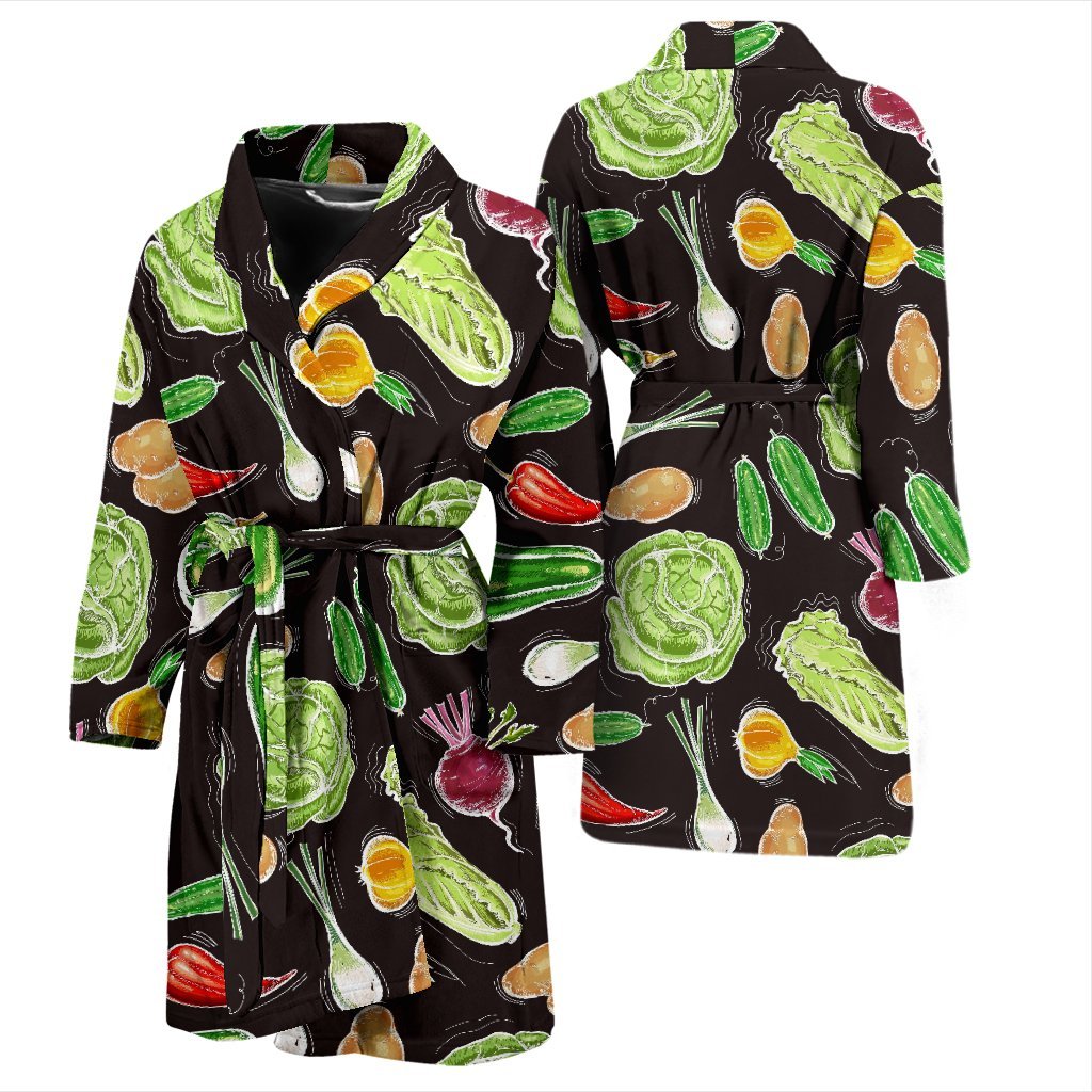 Print Pattern Vegan Men Long Robe-grizzshop