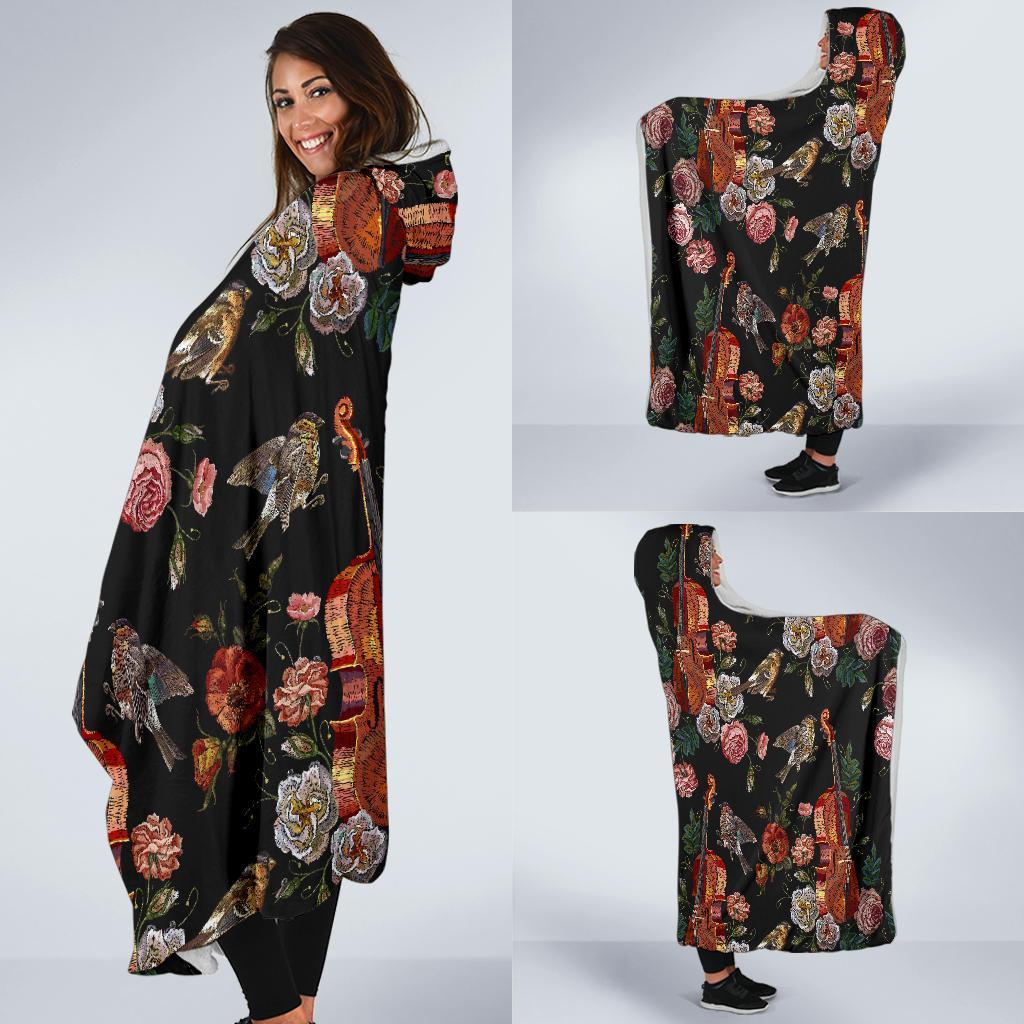 Print Pattern Violin Hooded Blanket-grizzshop