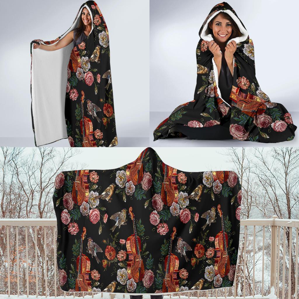 Print Pattern Violin Hooded Blanket-grizzshop