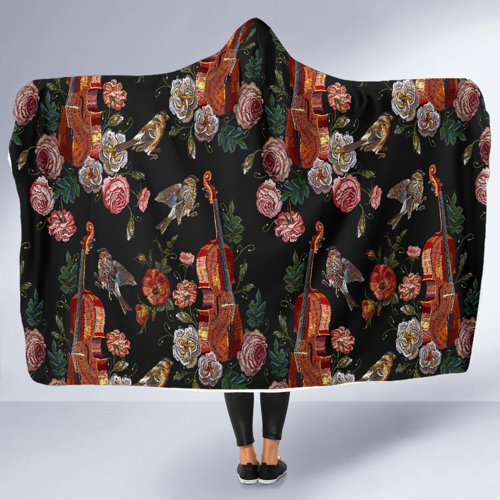 Print Pattern Violin Hooded Blanket-grizzshop