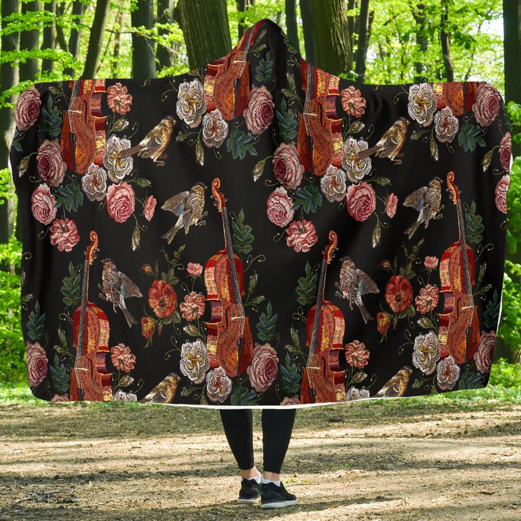 Print Pattern Violin Hooded Blanket-grizzshop