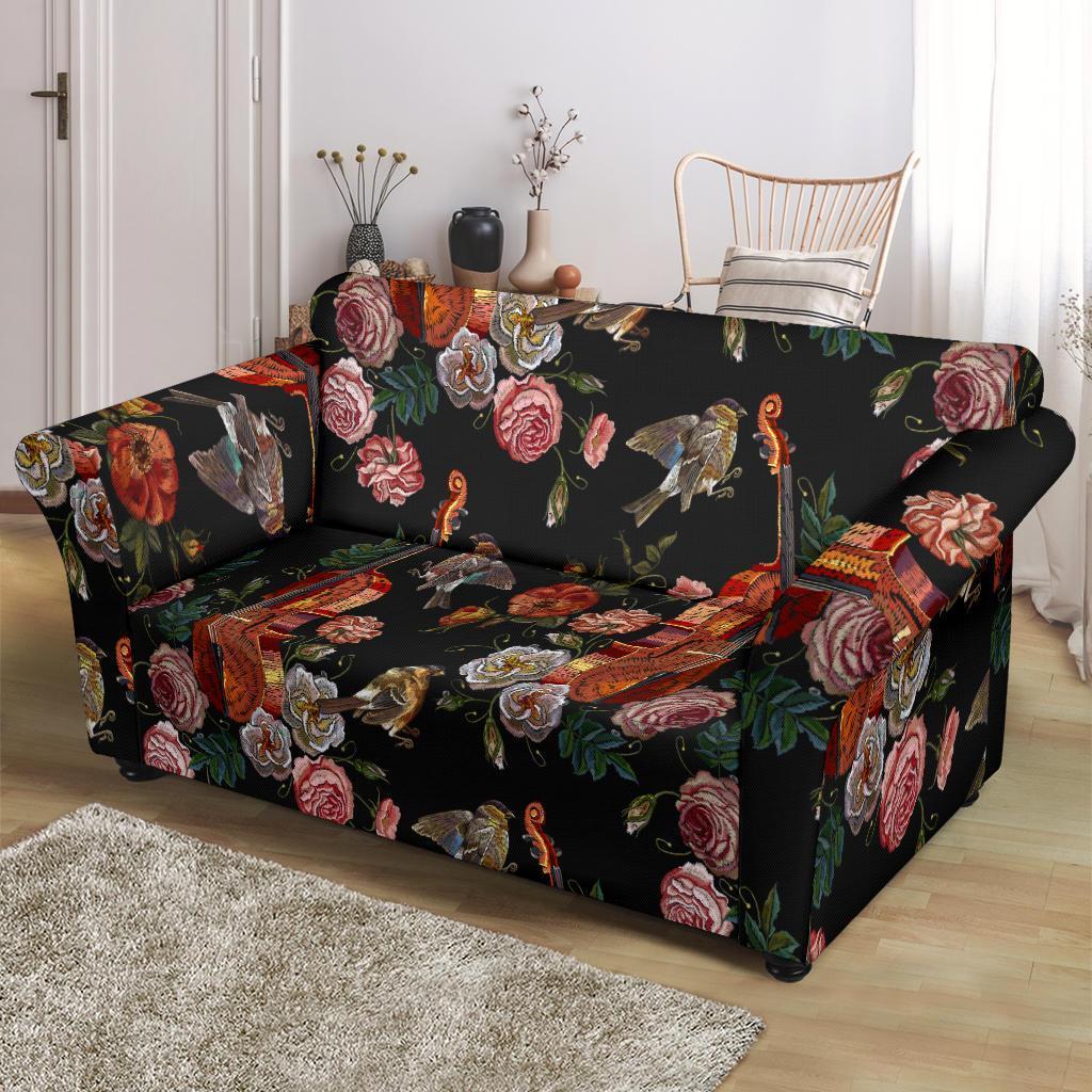 Print Pattern Violin Loveseat Cover-grizzshop