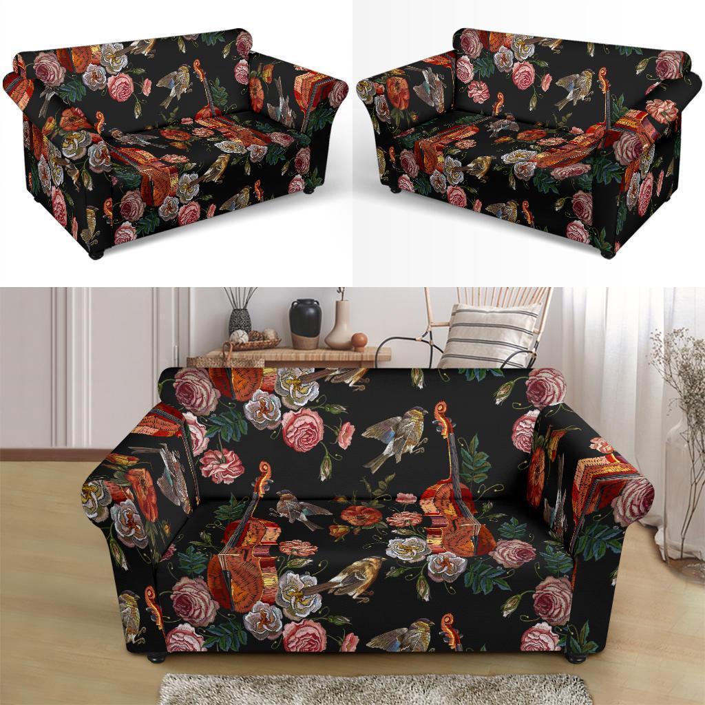 Print Pattern Violin Loveseat Cover-grizzshop