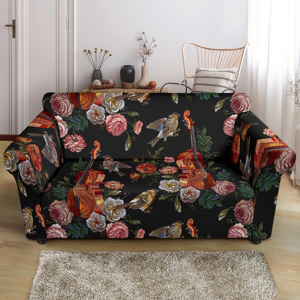 Print Pattern Violin Loveseat Cover-grizzshop