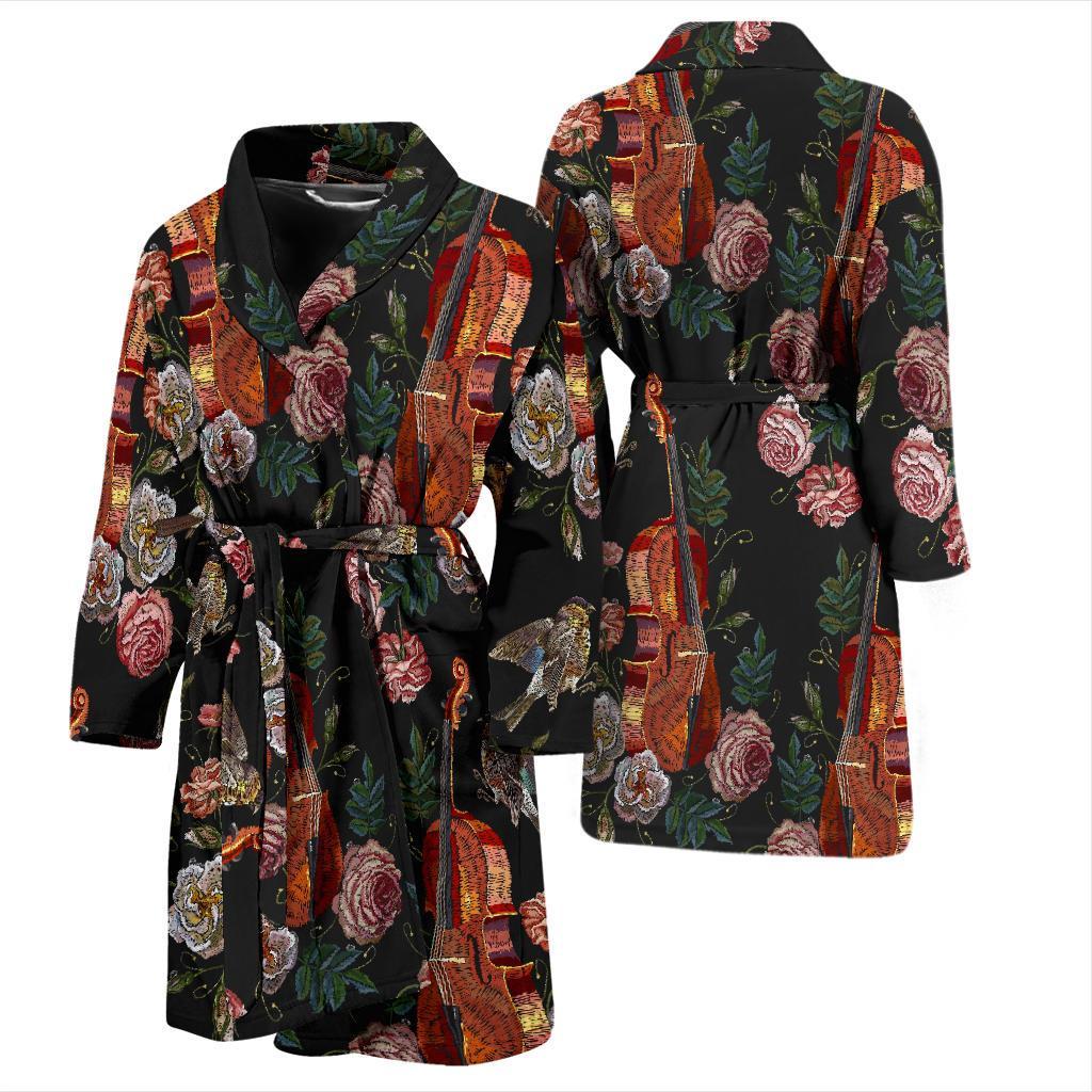 Print Pattern Violin Men Long Robe-grizzshop