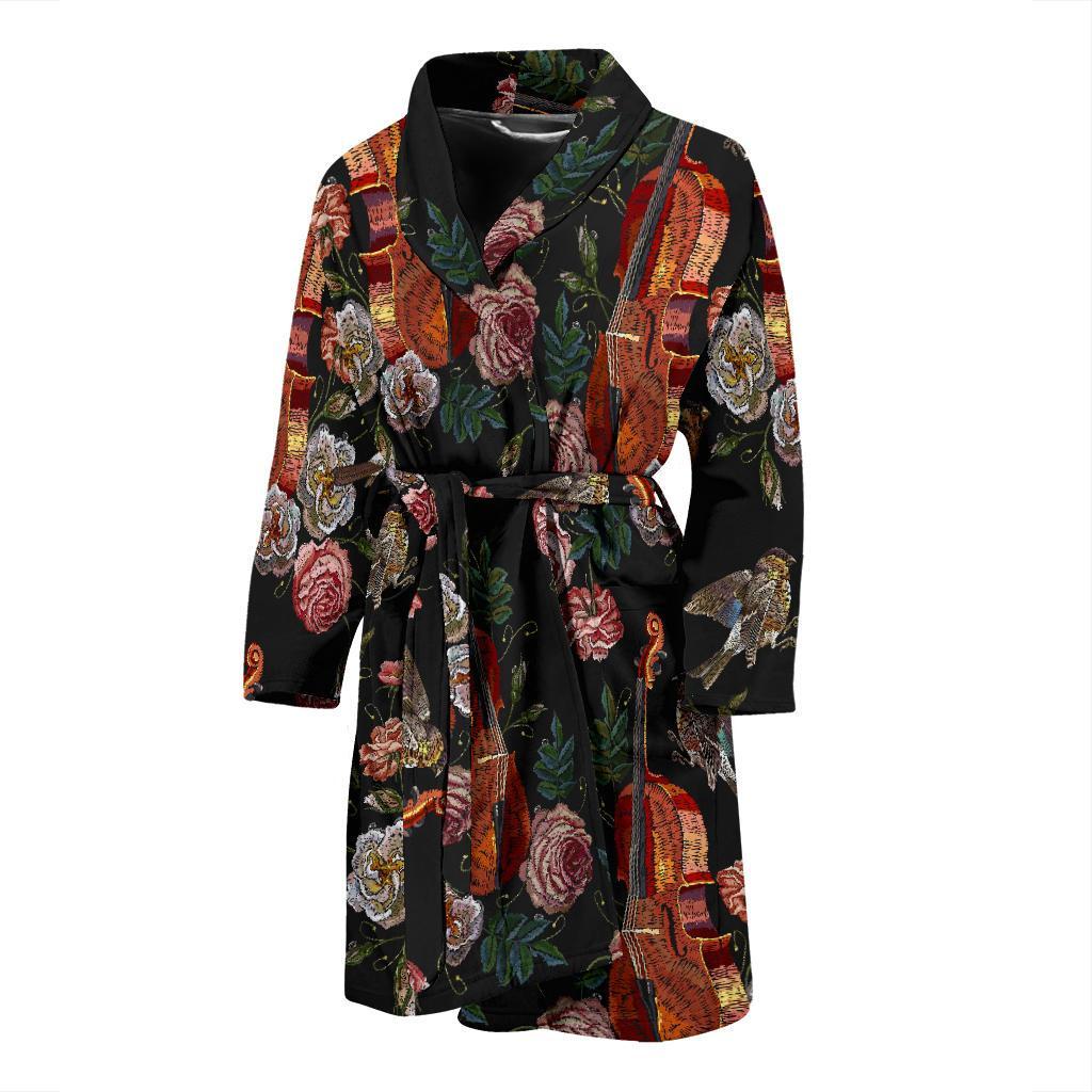 Print Pattern Violin Men Long Robe-grizzshop