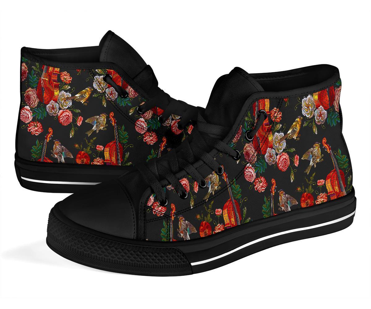 Print Pattern Violin Men Women's High Top Shoes-grizzshop