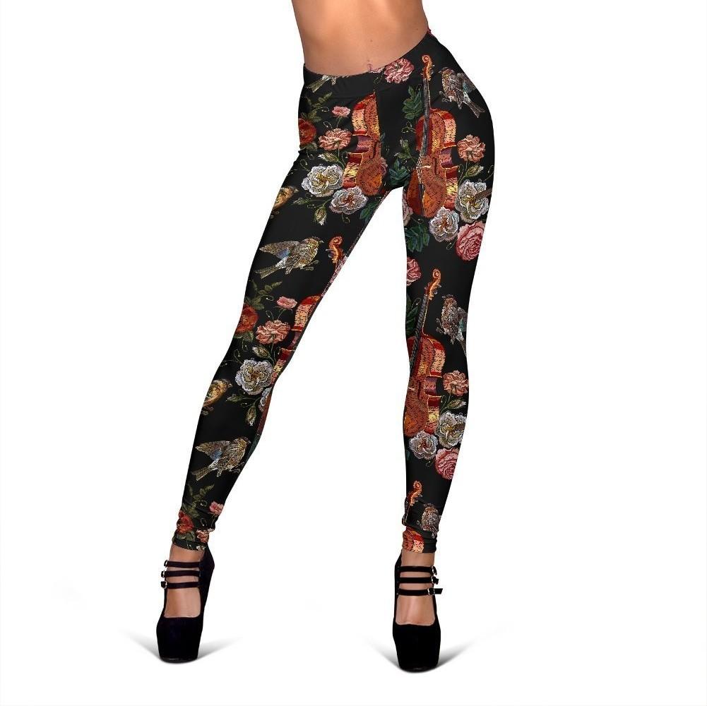 Print Pattern Violin Pattern Print Women Leggings-grizzshop