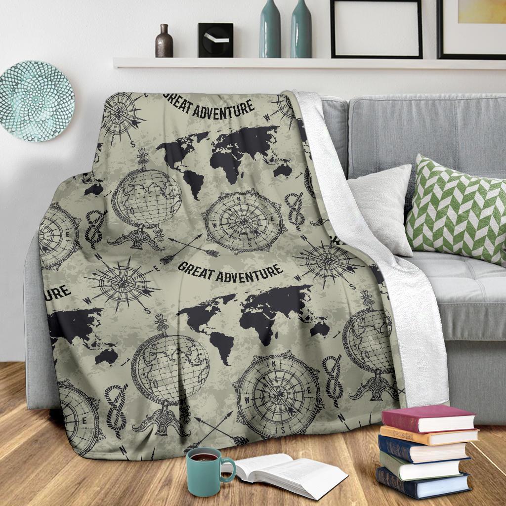 Print Pattern World Map Blanket-grizzshop