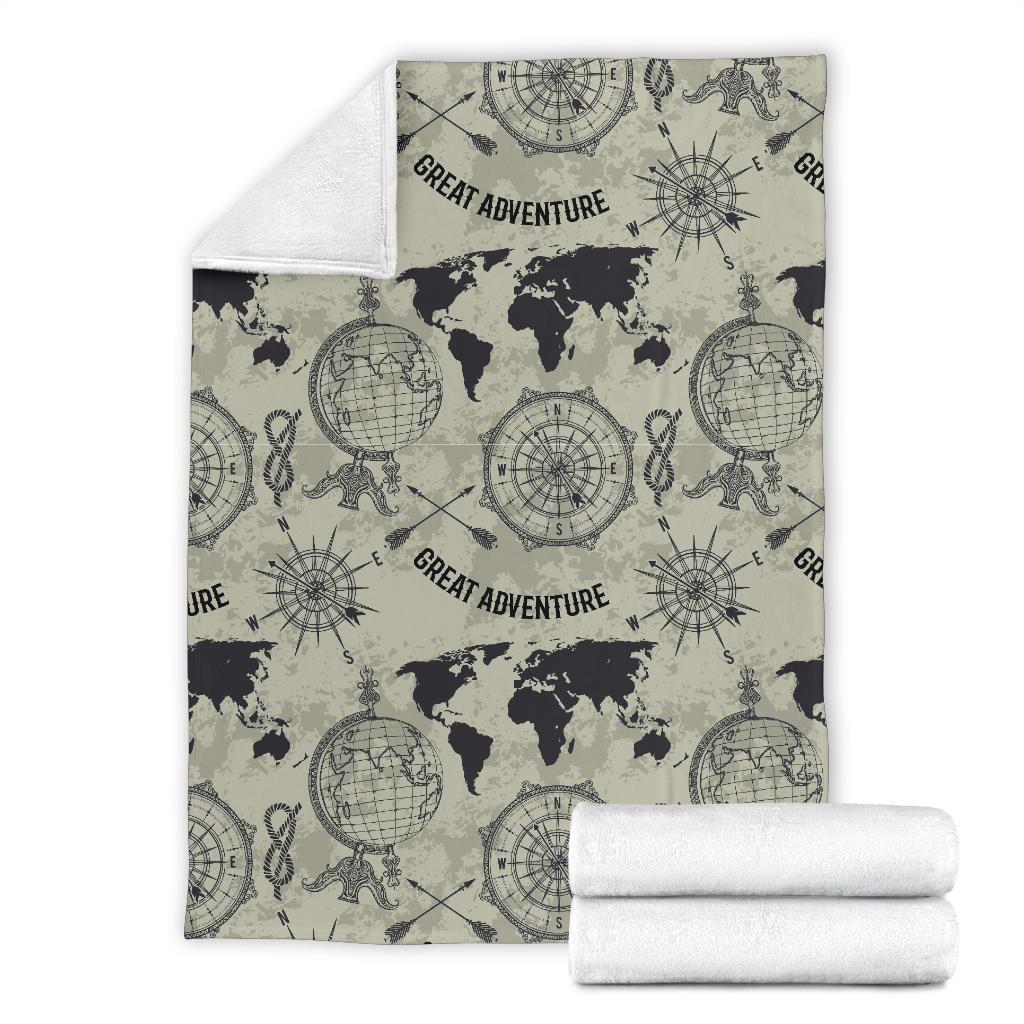 Print Pattern World Map Blanket-grizzshop