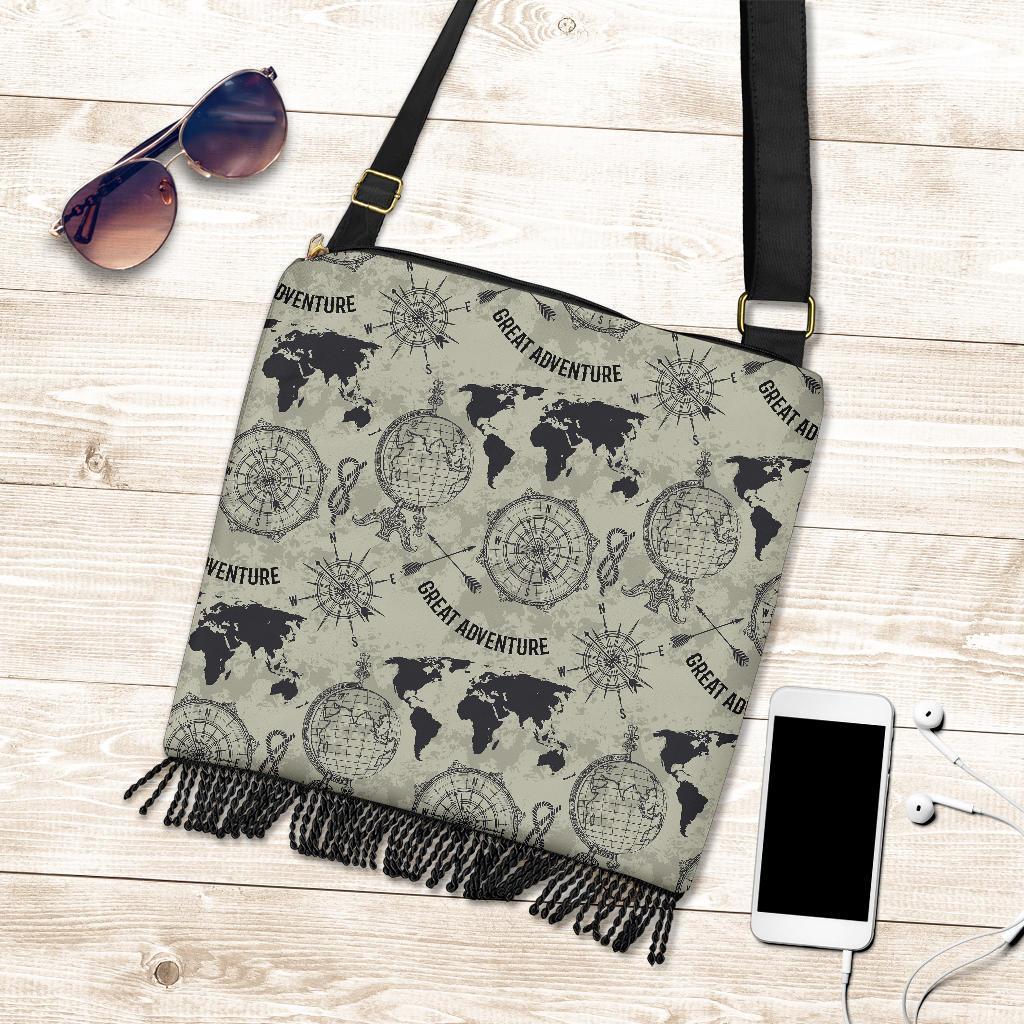 Print Pattern World Map Crossbody bags-grizzshop