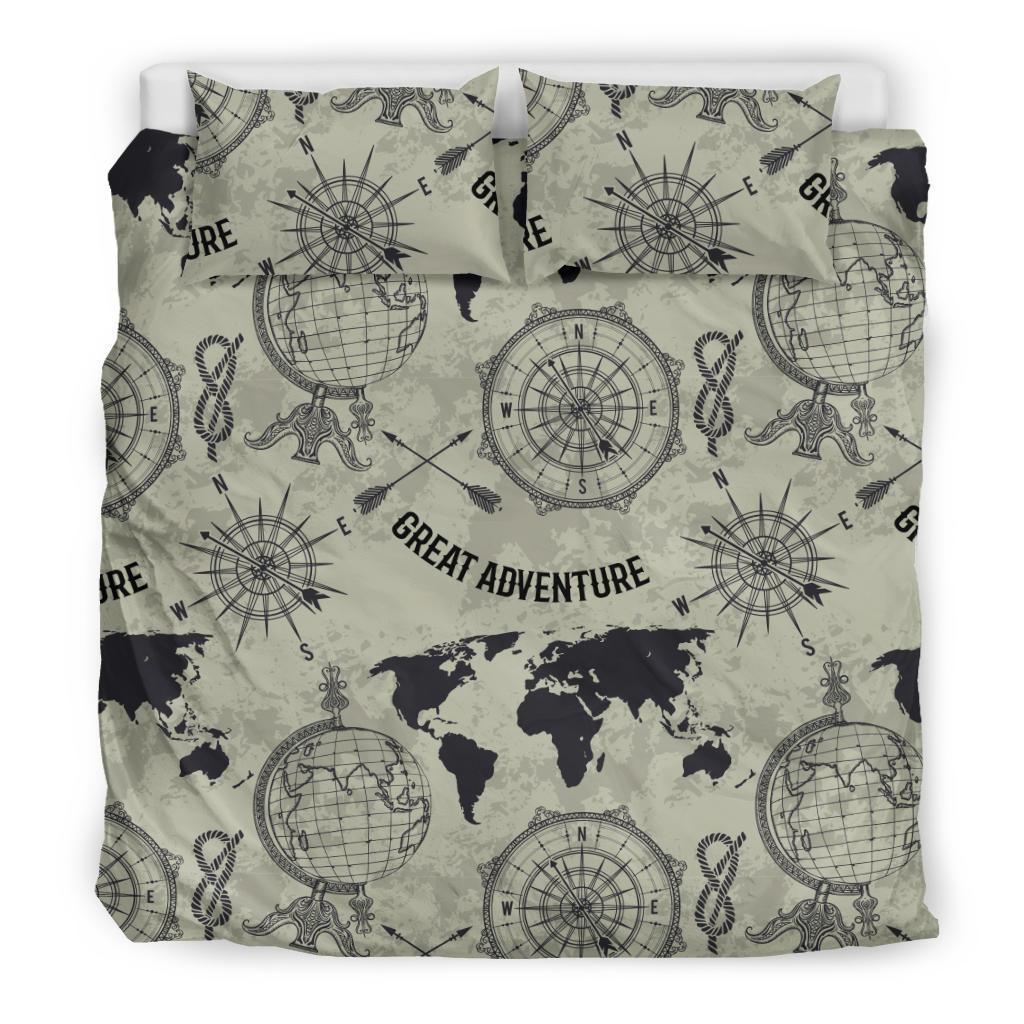 Print Pattern World Map Duvet Cover Bedding Set-grizzshop