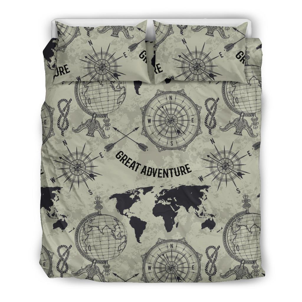 Print Pattern World Map Duvet Cover Bedding Set-grizzshop