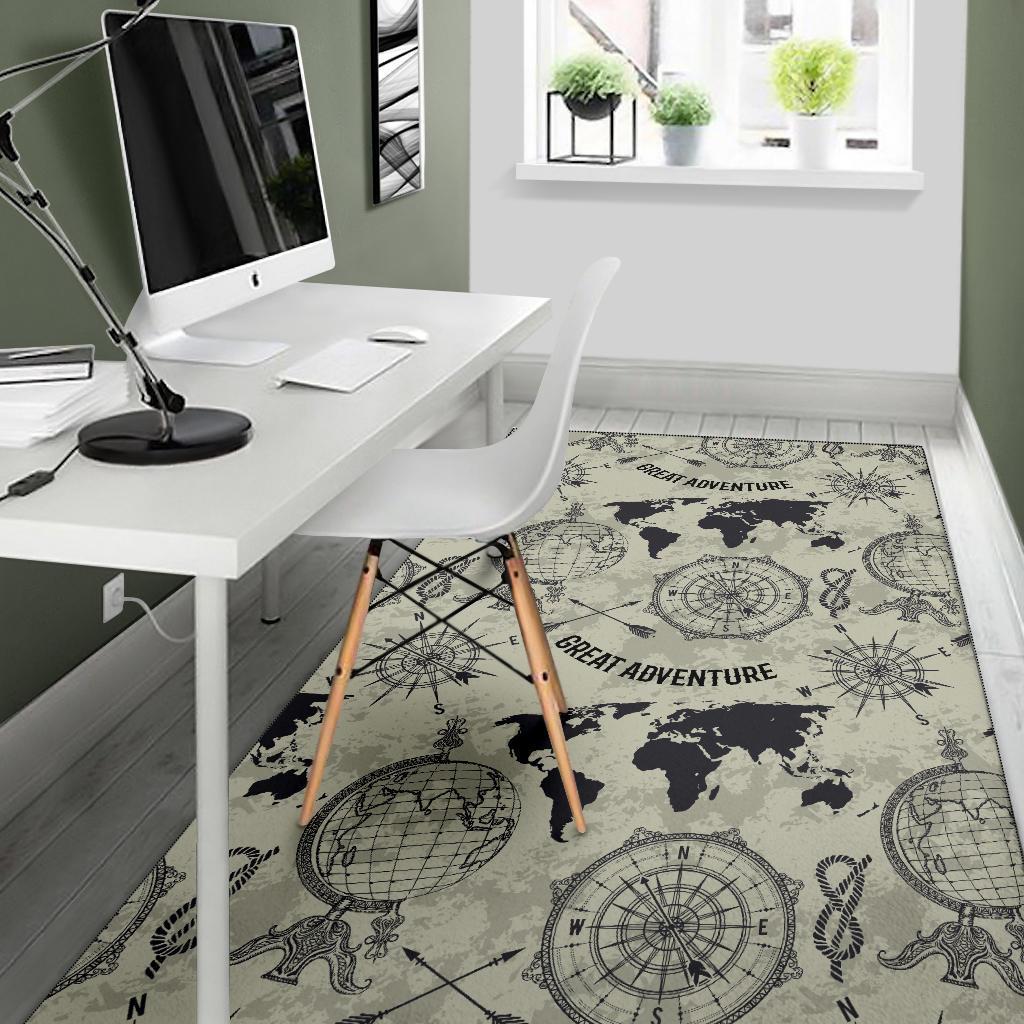 Print Pattern World Map Floor Mat-grizzshop
