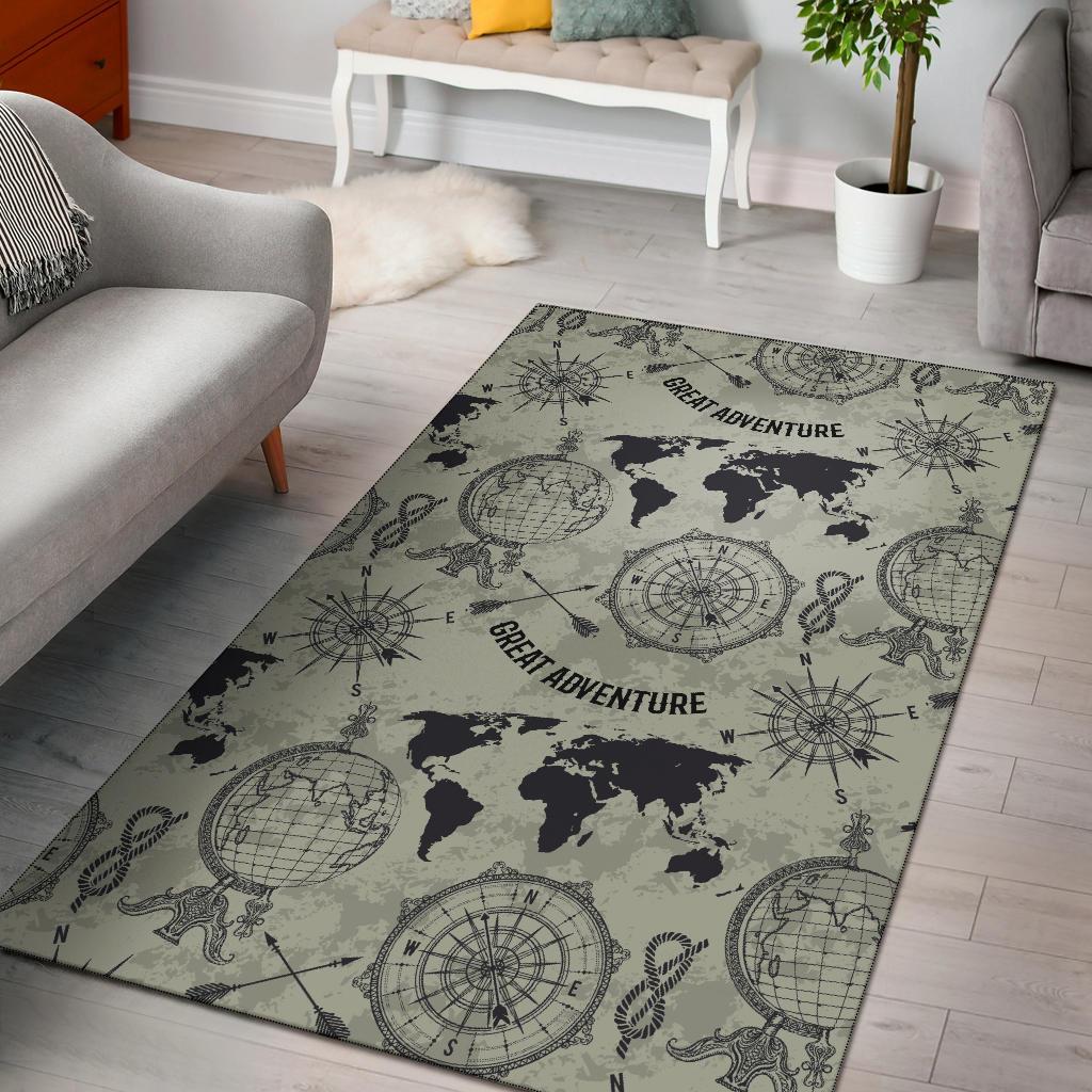 Print Pattern World Map Floor Mat-grizzshop
