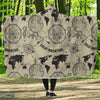 Print Pattern World Map Hooded Blanket-grizzshop