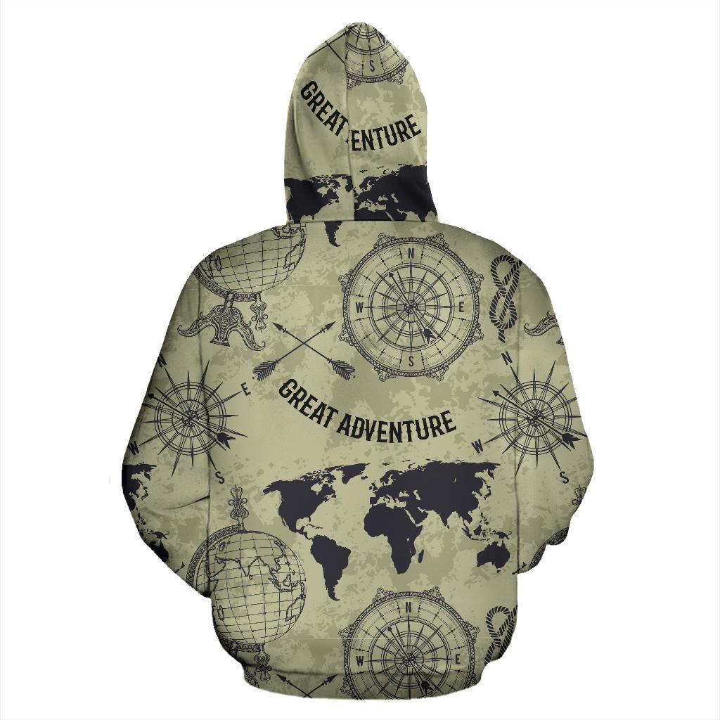 Print Pattern World Map Men Women Pullover Hoodie-grizzshop