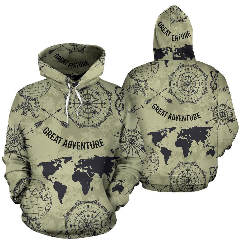 Print Pattern World Map Men Women Pullover Hoodie-grizzshop