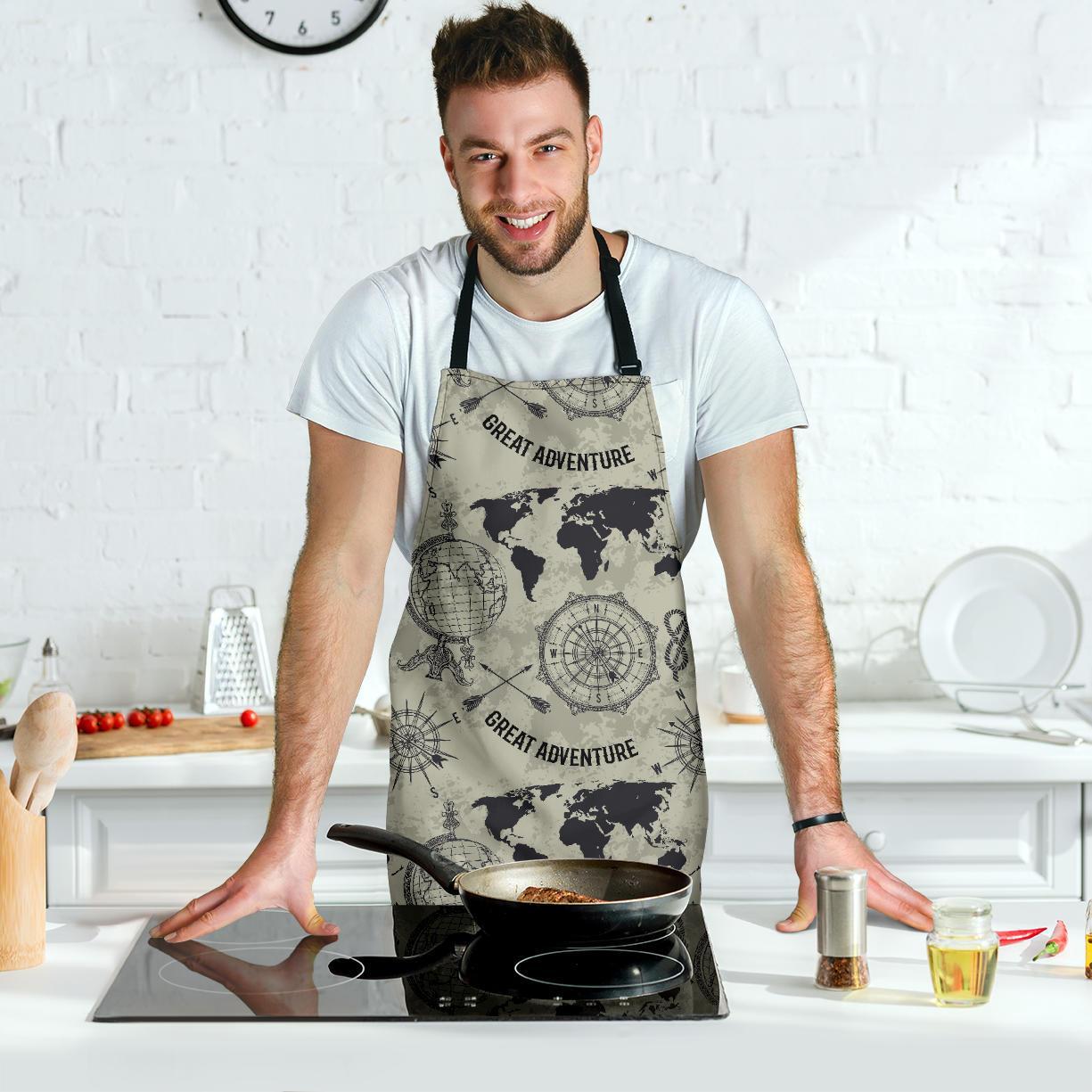 Print Pattern World Map Men's Apron-grizzshop