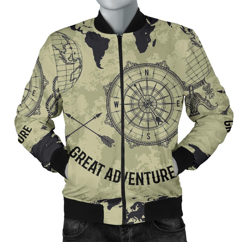 Print Pattern World Map Men's Bomber Jacket-grizzshop