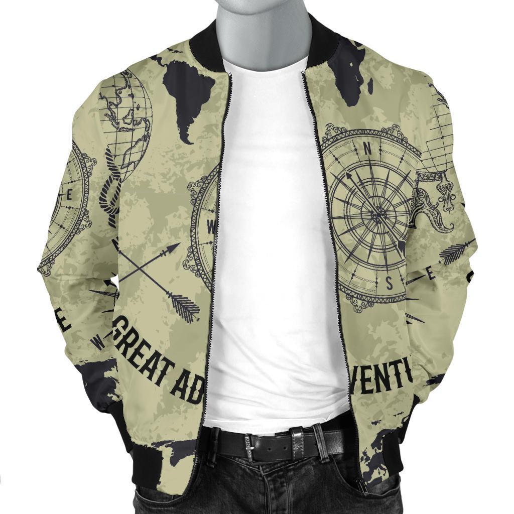 Print Pattern World Map Men's Bomber Jacket-grizzshop