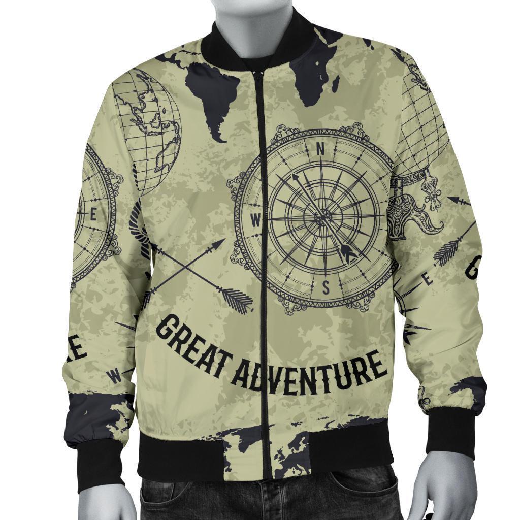 Print Pattern World Map Men's Bomber Jacket-grizzshop