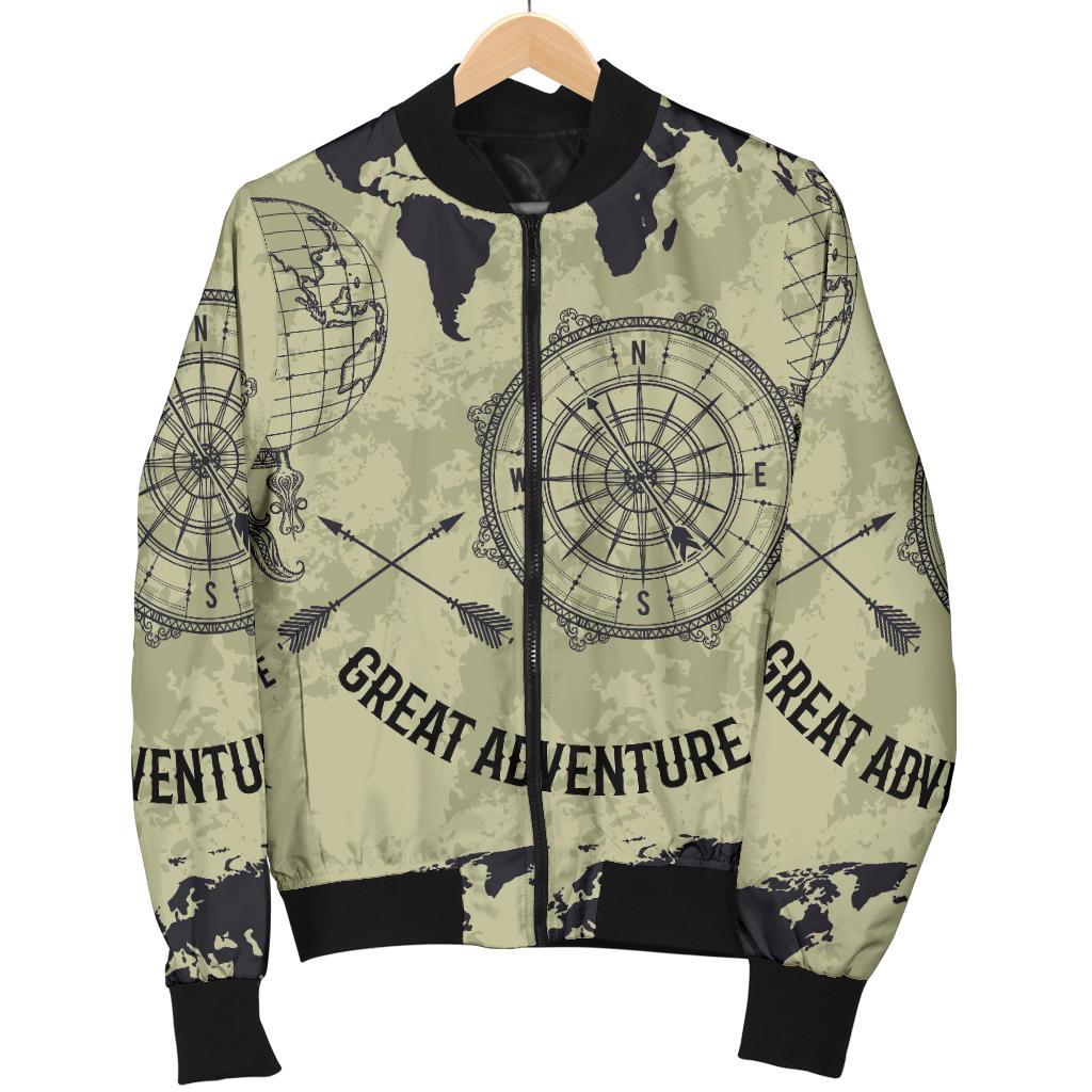 Print Pattern World Map Men's Bomber Jacket-grizzshop