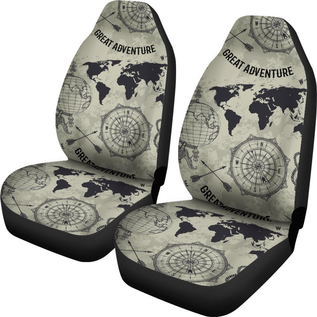 Print Pattern World Map Universal Fit Car Seat Covers-grizzshop