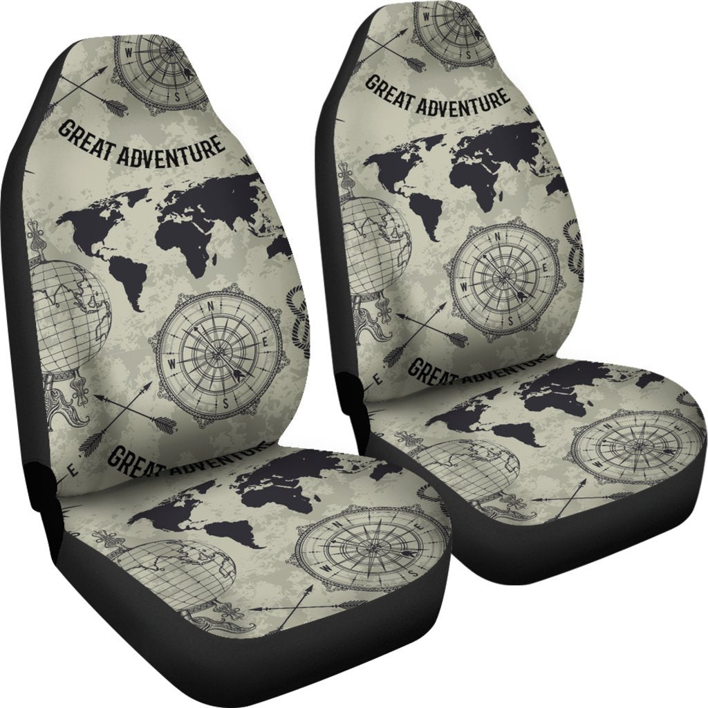 Print Pattern World Map Universal Fit Car Seat Covers-grizzshop