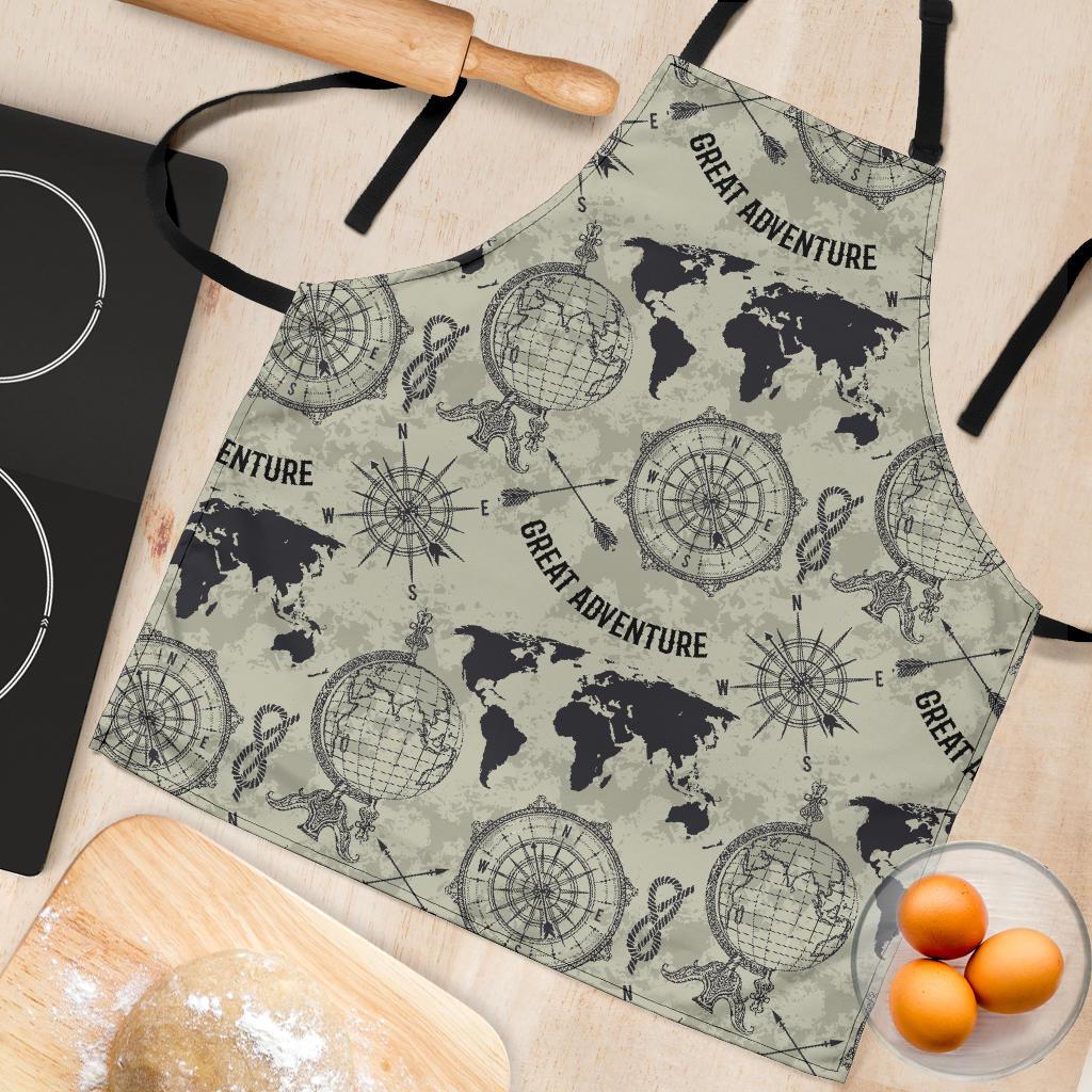 Print Pattern World Map Women's Apron-grizzshop