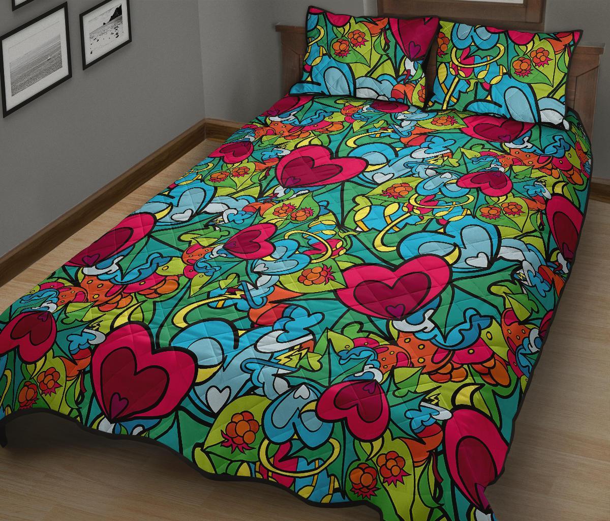 Print PatternTrippy Bed Set Quilt-grizzshop