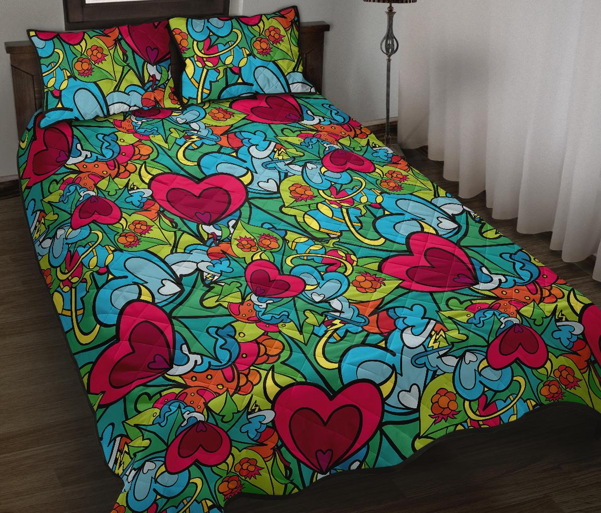 Print PatternTrippy Bed Set Quilt-grizzshop