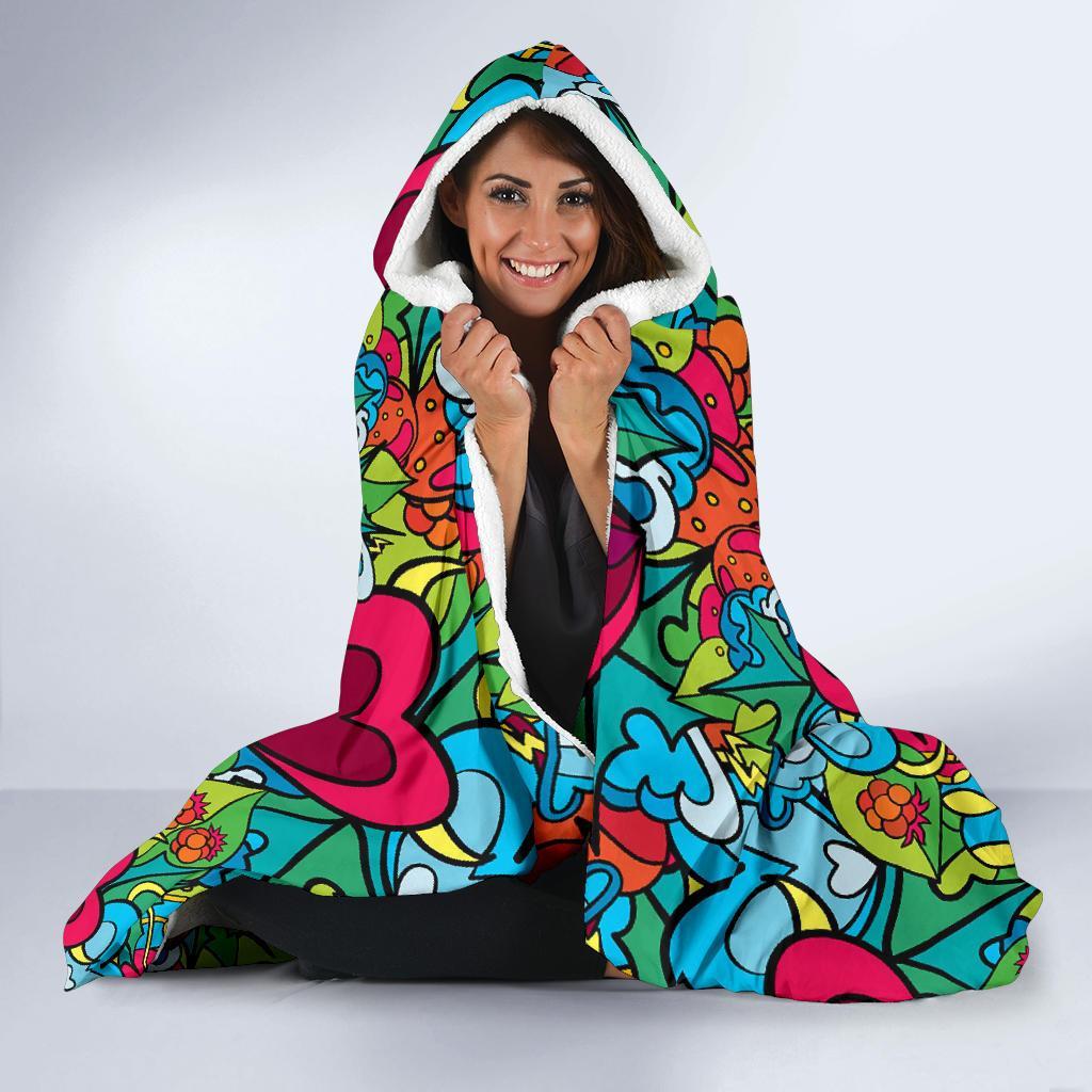 Print PatternTrippy Hooded Blanket-grizzshop