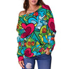 Print PatternTrippy Women Off Shoulder Sweatshirt-grizzshop