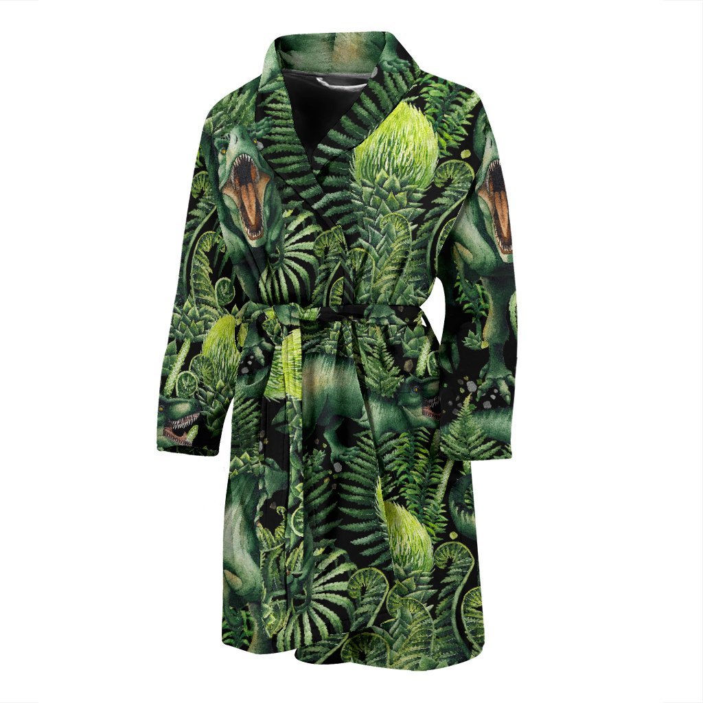 Print Pattern Dinosaur T rex Men Long Robe-grizzshop