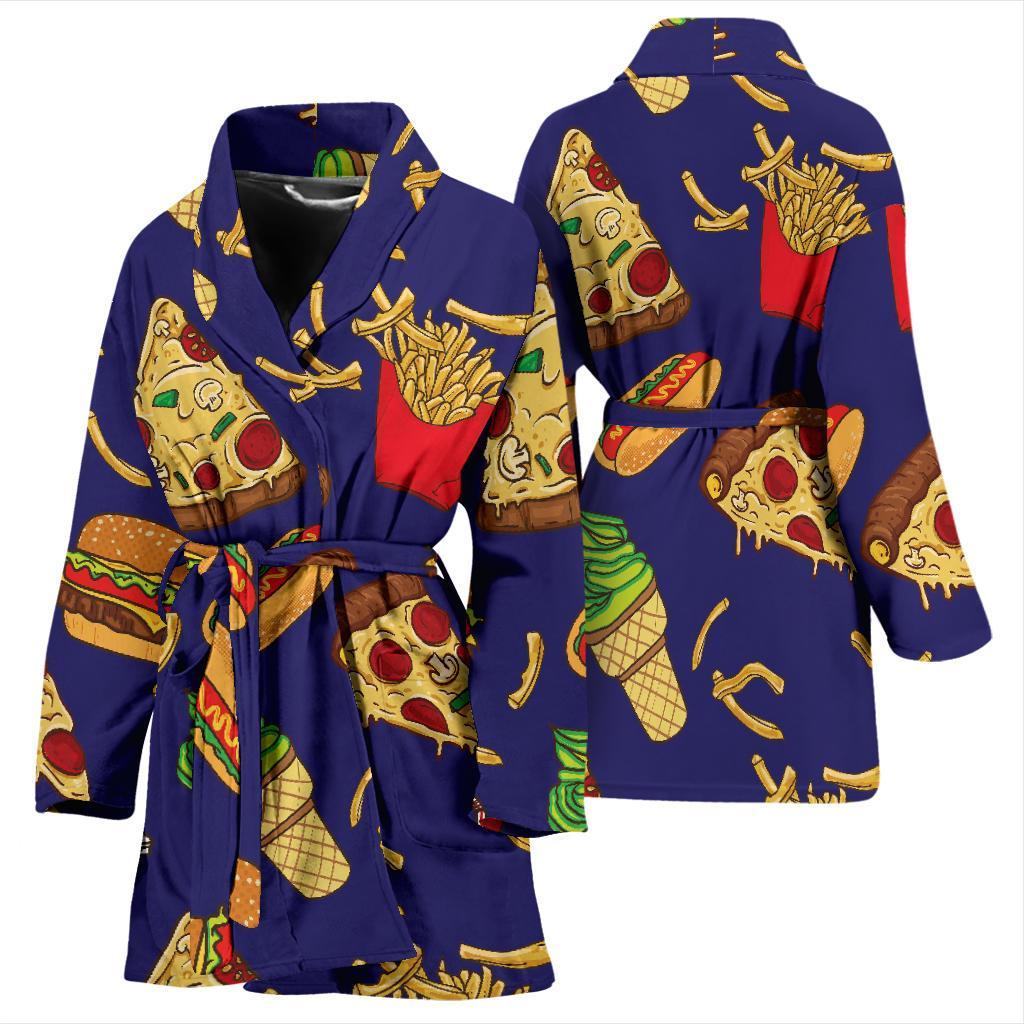 Print Pattern Fastfood Women Long Robe-grizzshop
