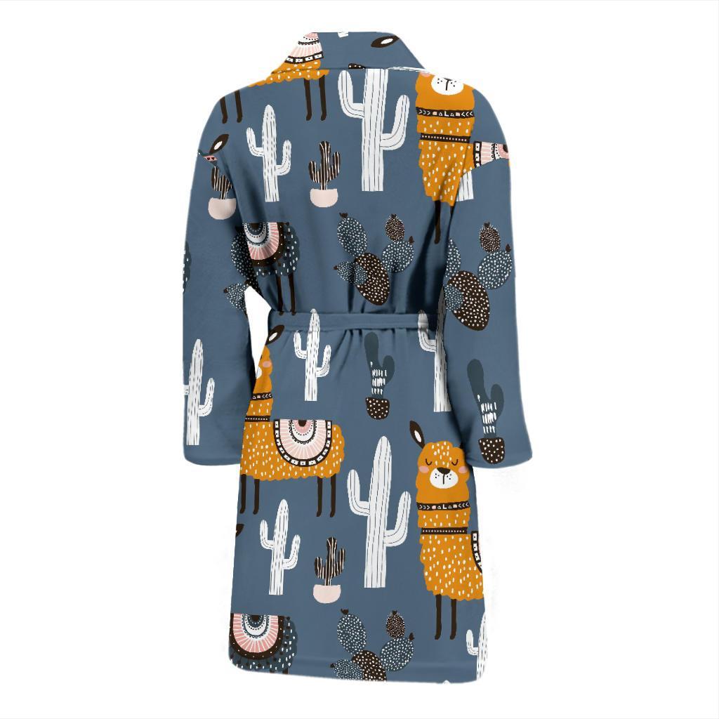Print Pattern Llama Cactus Men Long Robe-grizzshop