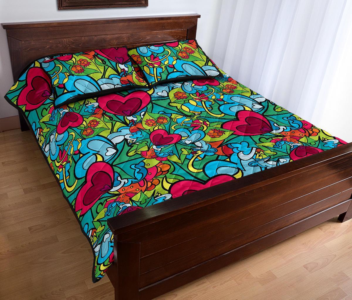 Print PatternTrippy Bed Set Quilt-grizzshop