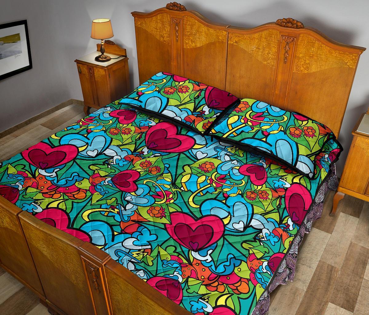 Print PatternTrippy Bed Set Quilt-grizzshop