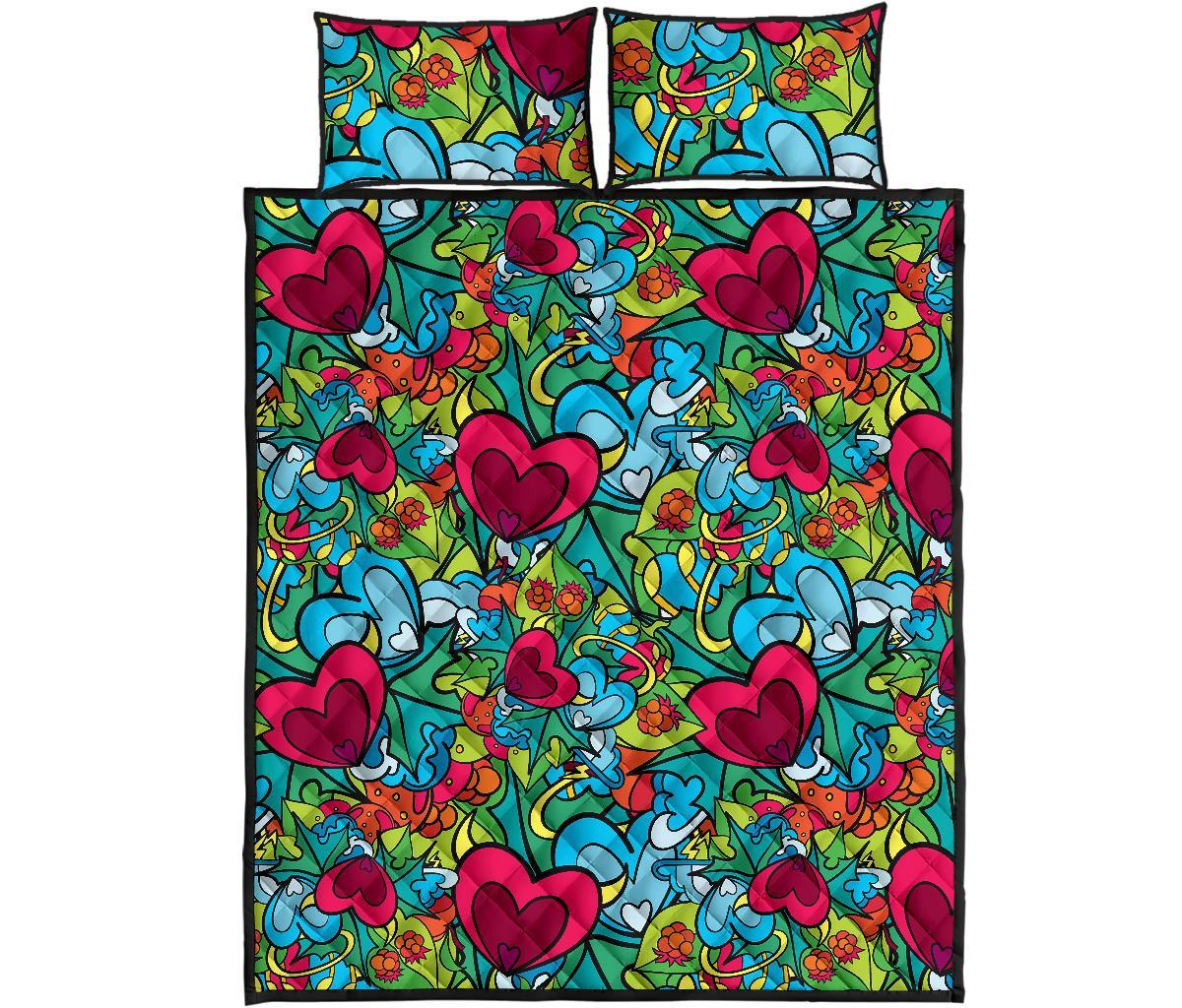 Print PatternTrippy Bed Set Quilt-grizzshop