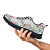 Protea Pink Print Pattern Black Sneaker-grizzshop