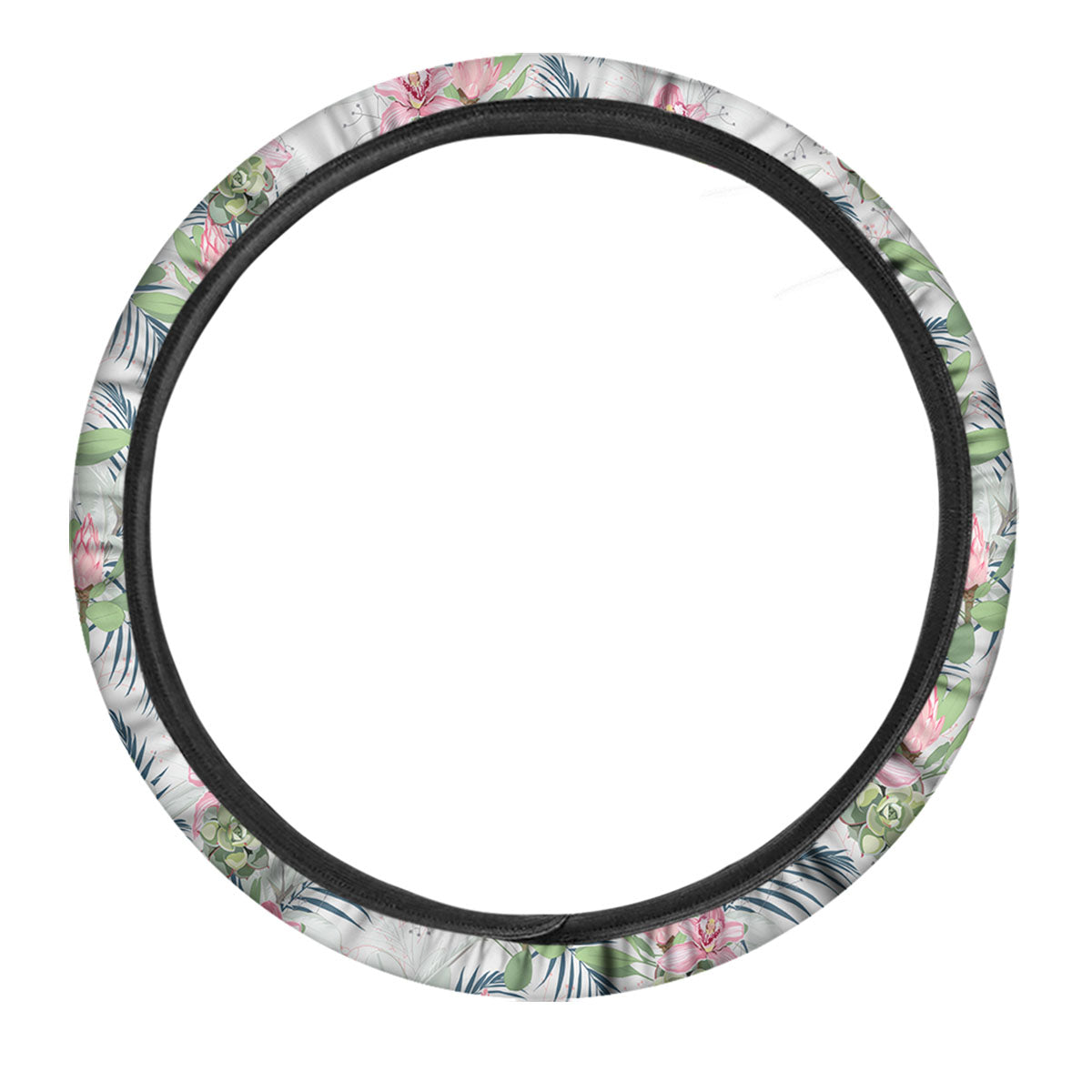 Protea Pink Print Pattern Car Steering Wheel Cover-grizzshop