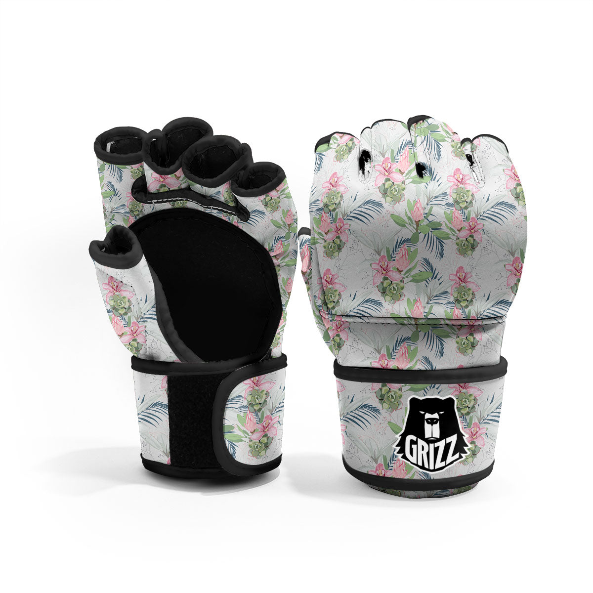 Protea Pink Print Pattern MMA Gloves-grizzshop