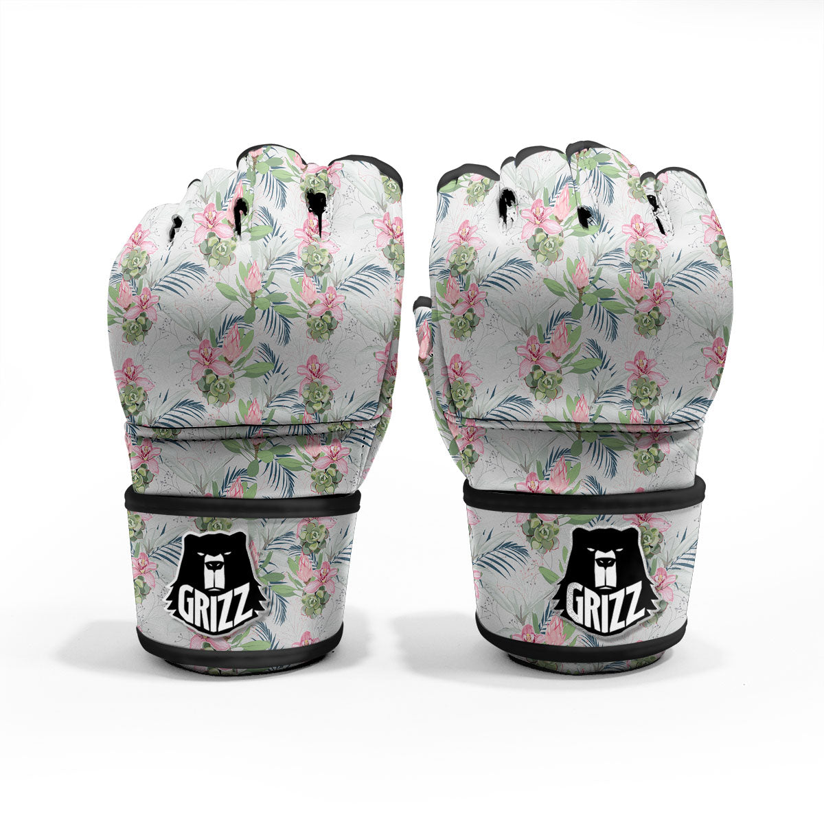 Protea Pink Print Pattern MMA Gloves-grizzshop