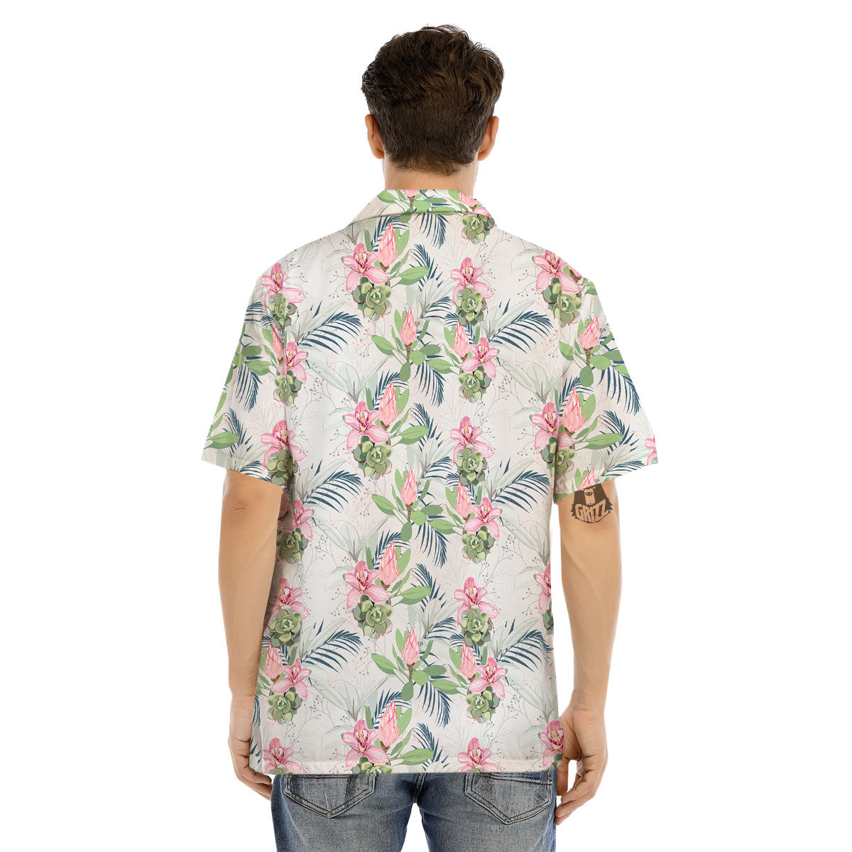 Protea Pink Print Pattern Men's Hawaiian Shirt-grizzshop